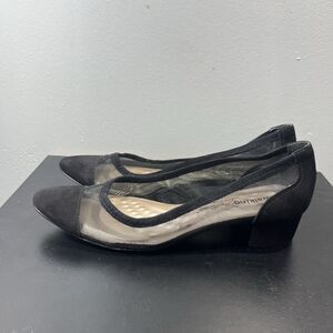 Walking Cradles Suede Leather & Mesh Heels Sz 7S Black Slip On Women's Cushioned